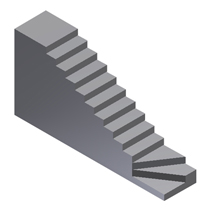 Escalera recta con rellano inferior en hélice y tramo recto